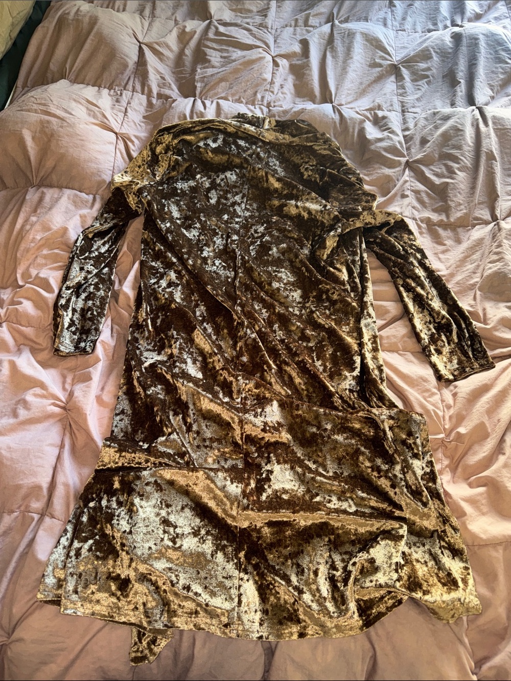 Crushed Velvet Open-Front Robe — Brown - Picture 3 of 3